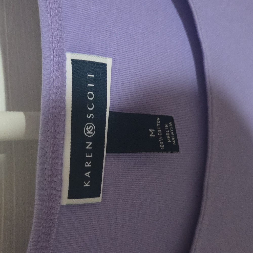 Karen Scott Women's Lavender Short Sleeve Top - Picture 2 of 2